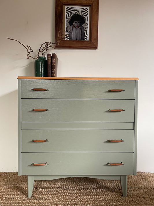 1960s  Lebus Chest of Drawers in Oak and French Gray