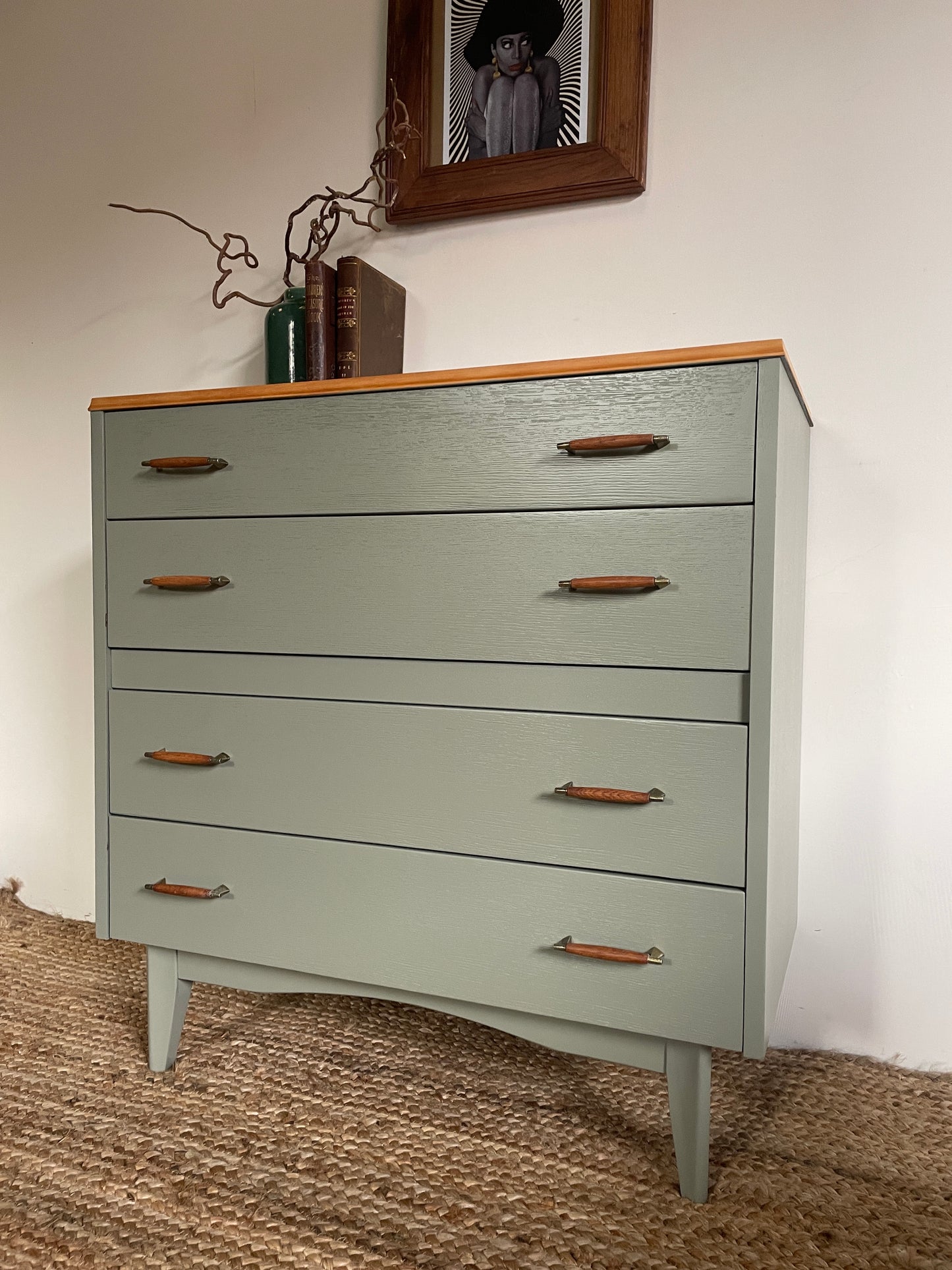 1960s  Lebus Chest of Drawers in Oak and French Gray