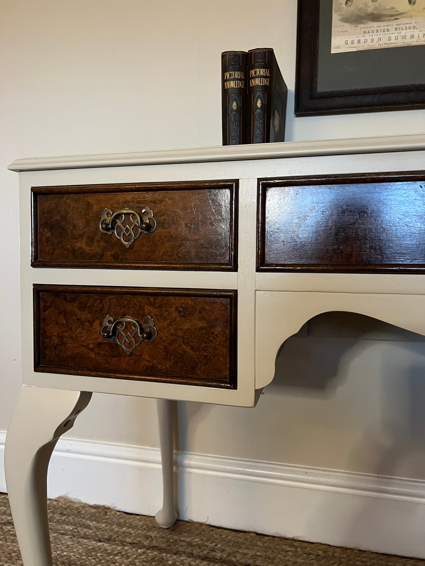 1940s Cream and Walnut Dressing Table