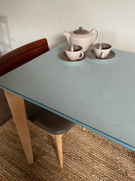 1950s Blue Formica Table with Removable Legs