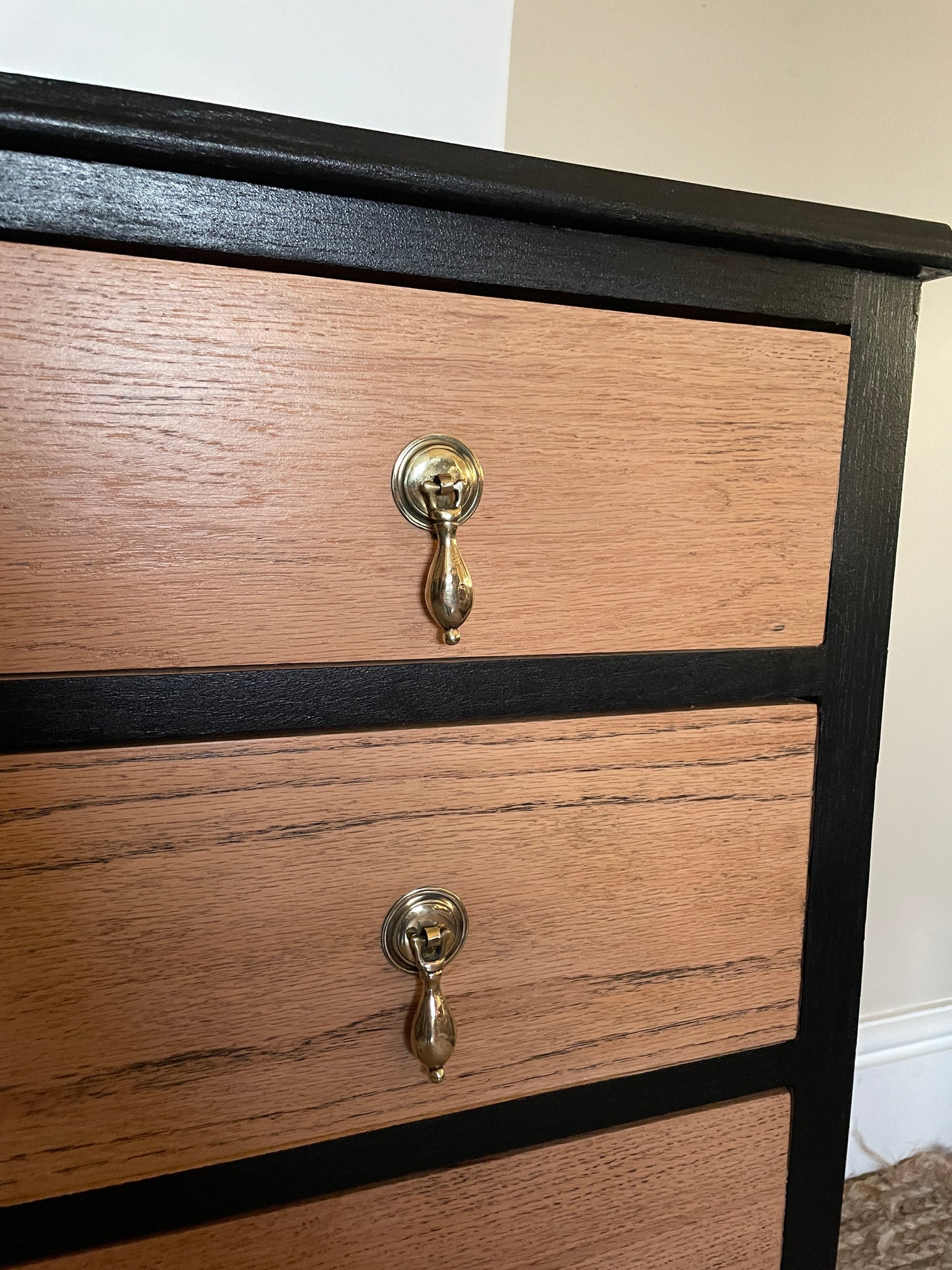 1930s Black and Light Oak Vintage Bathroom Vanity Unit