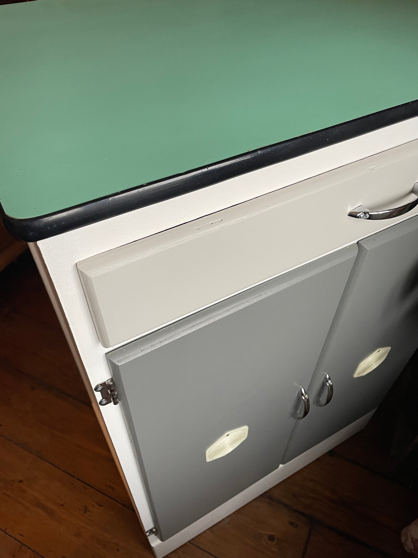 1950s Aqua Formica Topped Kitchen Cupboard