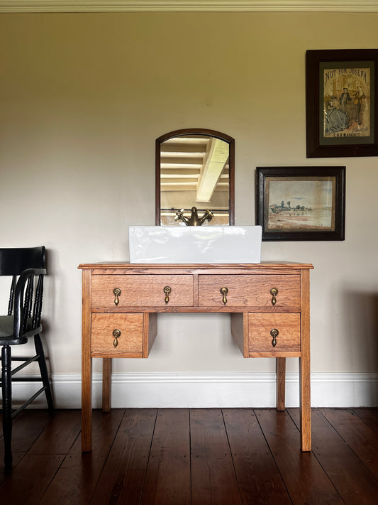 Vintage Light Oak Bathroom Vanity Sink