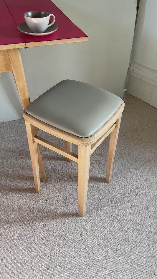 One 1960s Mushroom Vinyl Kitchen Stool